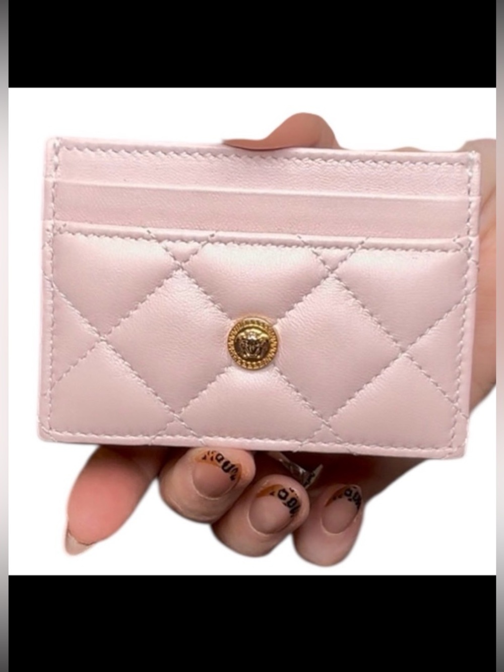 Versace Pink Quilted Leather Medusa Card Holder